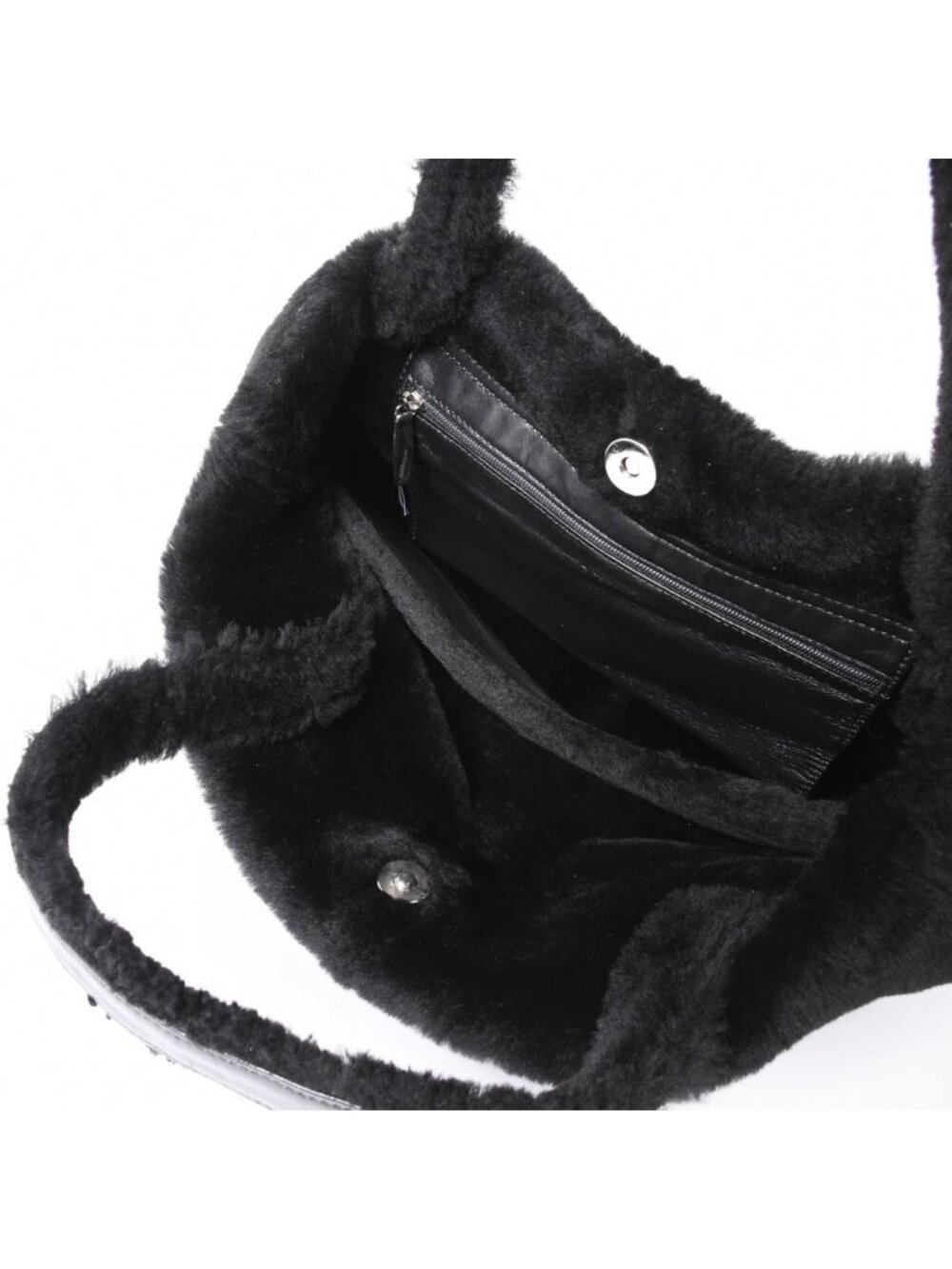 Loewe Handbag Anagram Black Shearling Leather Silver - Picture 13 of 16